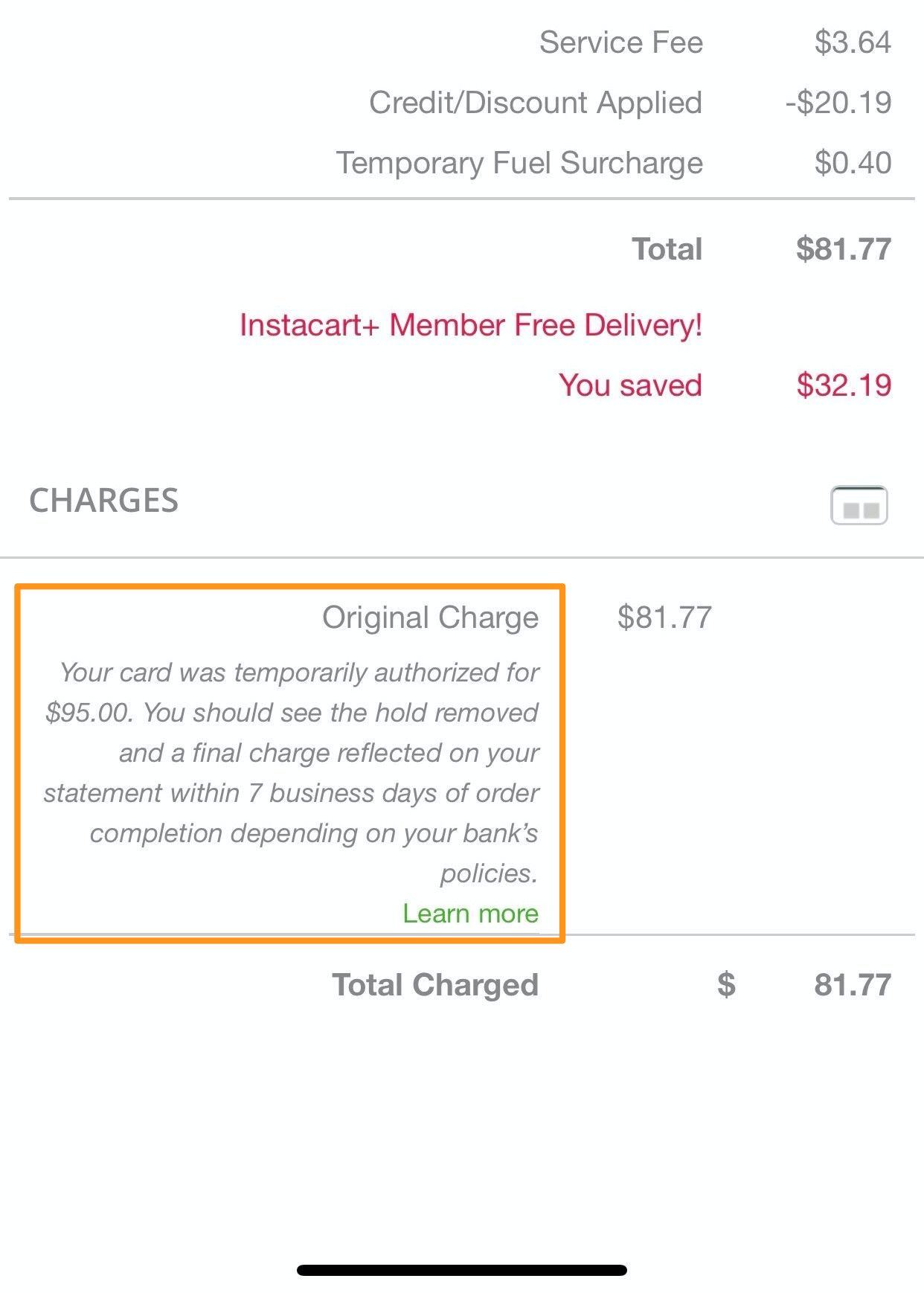 Instacart Help Center Authorization Holds Recurring Payments And 